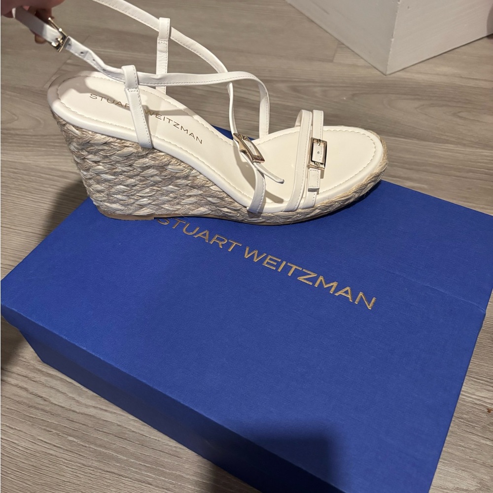 BRAND NEW Stuart Weitzman Cream Wedge Sandals
